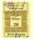 Marca da Bollo del Comune di GALATINA su Carta Bianca Sottile di dimensioni 19,5 x 28,5 mm
