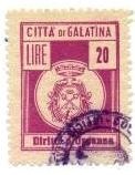 Marca da Bollo del Comune di GALATINA su Carta Bianca di dimensioni 22 x 29 mm