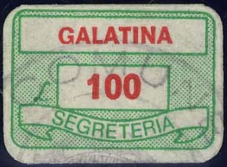 Marca da Bollo del Comune di GALATINA su Carta Bianca di dimensioni 19 x 14 mm