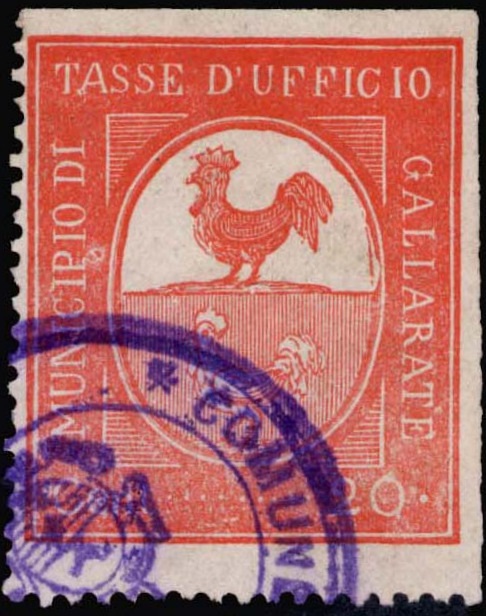 Marca da Bollo del Comune di GALLARATE su Carta Bianca di dimensioni 29,5 x 34 mm