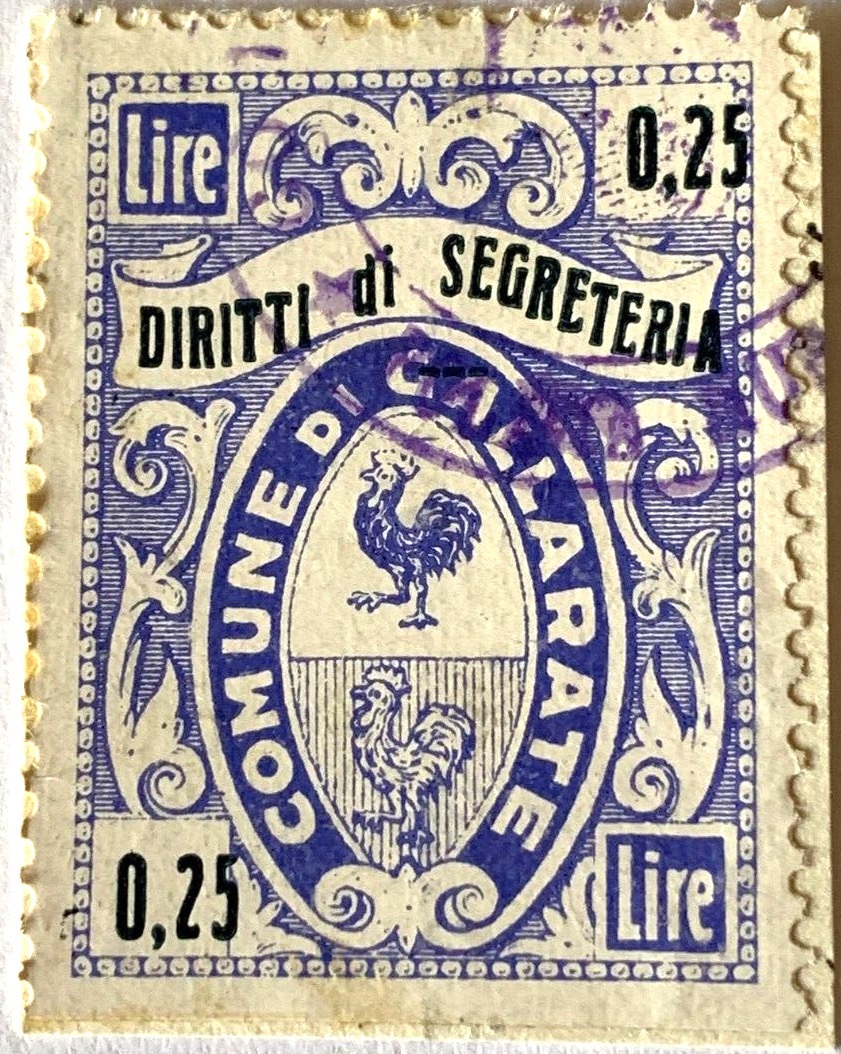 Marca da Bollo del Comune di GALLARATE su Carta Bianca di dimensioni 24 x 33 mm