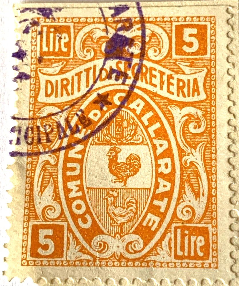 Marca da Bollo del Comune di GALLARATE su Carta Bianca di dimensioni 19 x 25 mm