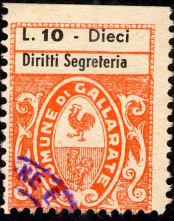 Marca da Bollo del Comune di GALLARATE su Carta Bianca di dimensioni 19 x 25 mm