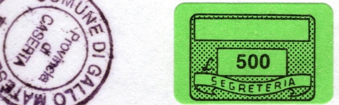 Marca da Bollo del Comune di GALLO MATESE su Carta Colorata di dimensioni 20 x 14 mm