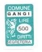 Marca da Bollo del Comune di GANGI su Carta Bianca di dimensioni 14,5 x 21 mm