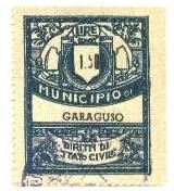Marca da Bollo del Comune di GARAGUSO su Carta Bianca di dimensioni 28 x 36 mm