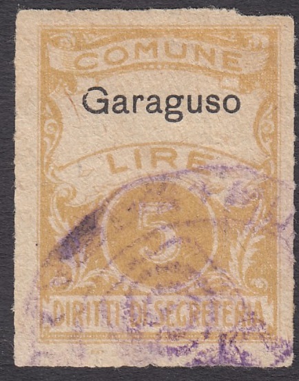 Marca da Bollo del Comune di GARAGUSO su Carta Bianca di dimensioni 22 x 30 mm