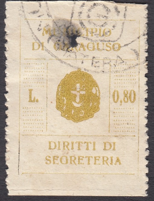 Marca da Bollo del Comune di GARAGUSO su Carta Bianca di dimensioni 25 x 30 mm