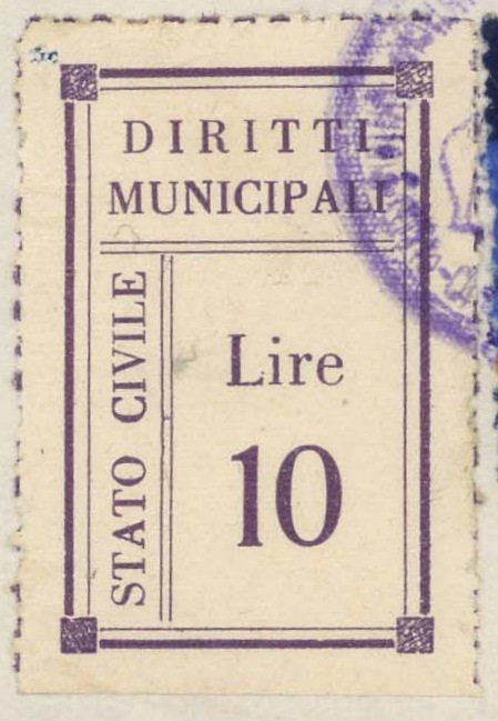 Marca da Bollo del Comune di GARAGUSO su Carta Bianca di dimensioni mm