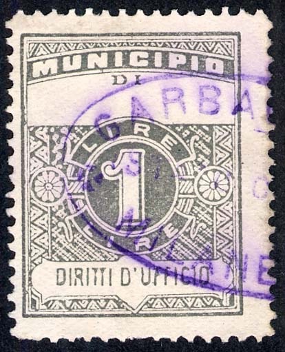 Marca da Bollo del Comune di GARBAGNATE MILANESE su Carta Bianca Sottile di dimensioni 22,5 x 29,5 mm