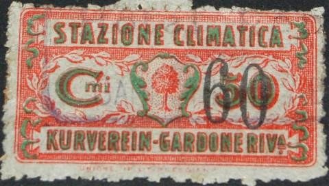 Marca da Bollo del Comune di GARDONE RIVIERA su Carta Bianca di dimensioni 39,5 x 22,5 mm