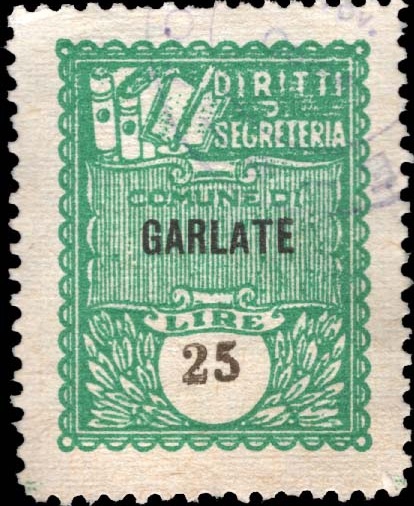 Marca da Bollo del Comune di GARLATE su Carta Bianca di dimensioni 22 x 29 mm