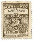 Marca da Bollo del Comune di GARLENDA su Carta Bianca Sottile di dimensioni 22,5 x 29 mm