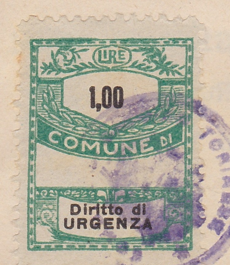 Marca da Bollo del Comune di GASSINO TORINESE su Carta Colorata di dimensioni 21,5 x 28 mm