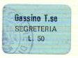 Marca da Bollo del Comune di GASSINO TORINESE su Carta Colorata di dimensioni 22 x 16 mm