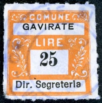 Marca da Bollo del Comune di GAVIRATE su Carta Bianca di dimensioni 20 x 20 mm