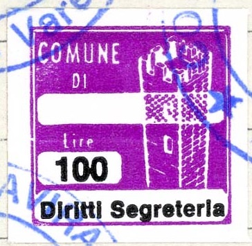 Marca da Bollo del Comune di GAVIRATE su Carta Bianca di dimensioni 20 x 20 mm