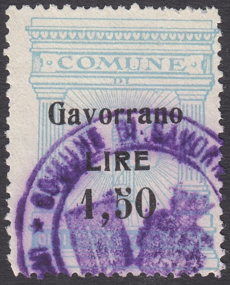 Marca da Bollo del Comune di GAVORRANO su Carta Bianca di dimensioni 25 x 32 mm