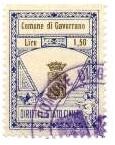 Marca da Bollo del Comune di GAVORRANO su Carta Bianca di dimensioni 22,5 x 30 mm