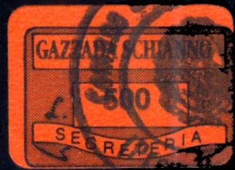 Marca da Bollo del Comune di GAZZADA SCHIANNO su Carta Colorata di dimensioni 19 x 14 mm