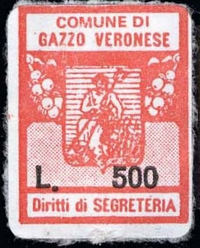 Marca da Bollo del Comune di GAZZO VERONESE su Carta Bianca di dimensioni 16,5 x 21 mm