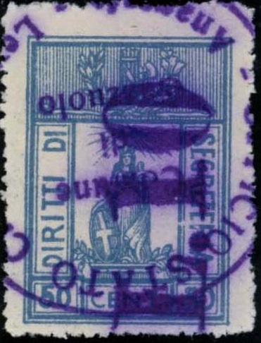 Marca da Bollo del Comune di GAZZUOLO su Carta Bianca di dimensioni 20,5 x 29 mm