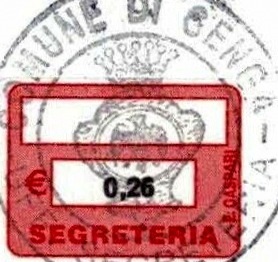 Marca da Bollo del Comune di GENGA su Carta Bianca di dimensioni 19 x 14 mm