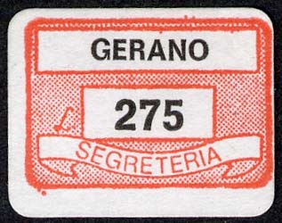 Marca da Bollo del Comune di GERANO su Carta Bianca di dimensioni 19 x 13 mm