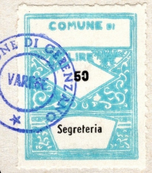 Marca da Bollo del Comune di GERENZANO su Carta Bianca di dimensioni 23 x 28 mm