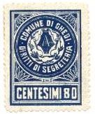 Marca da Bollo del Comune di GHEDI su Carta Bianca di dimensioni 24,5 x 33 mm