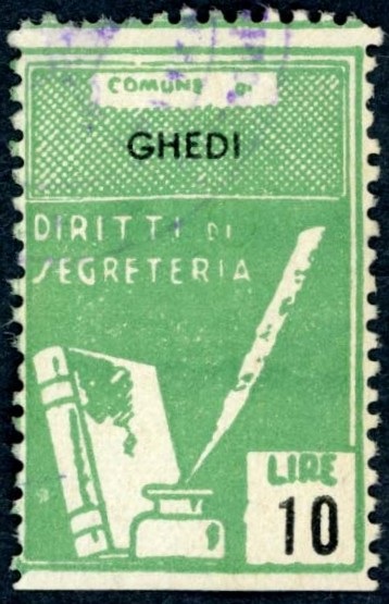 Marca da Bollo del Comune di GHEDI su Carta Bianca di dimensioni 22 x 23 mm