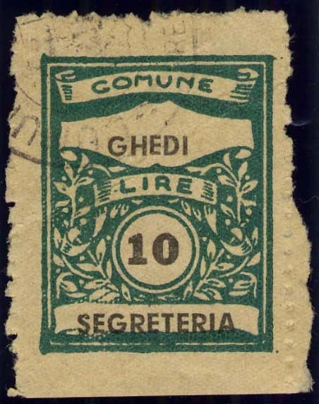 Marca da Bollo del Comune di GHEDI su Carta Bianca di dimensioni 15 x 19 mm
