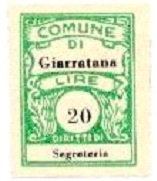 Marca da Bollo del Comune di GIARRATANA su di dimensioni 20 x 27 mm