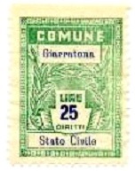 Marca da Bollo del Comune di GIARRATANA su di dimensioni 21 x 29 mm