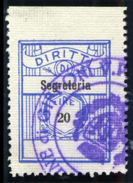 Marca da Bollo del Comune di GIFFONI VALLE PIANA su Carta Vergata di dimensioni 20,5 x 28 mm