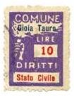 Marca da Bollo del Comune di GIOIA TAURO su Carta Bianca Sottile di dimensioni 18 x 25 mm