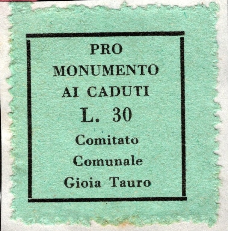 Marca da Bollo del Comune di GIOIA TAURO su Carta Colorata di dimensioni 21 x 22 mm