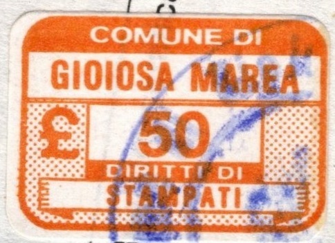 Marca da Bollo del Comune di GIOIOSA MAREA su di dimensioni 19,5 x 14 mm