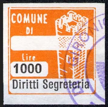 Marca da Bollo del Comune di GIRONICO su Carta Bianca di dimensioni 20 x 20 mm