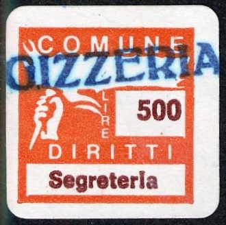 Marca da Bollo del Comune di GIZZERIA su di dimensioni 20 x 20 mm
