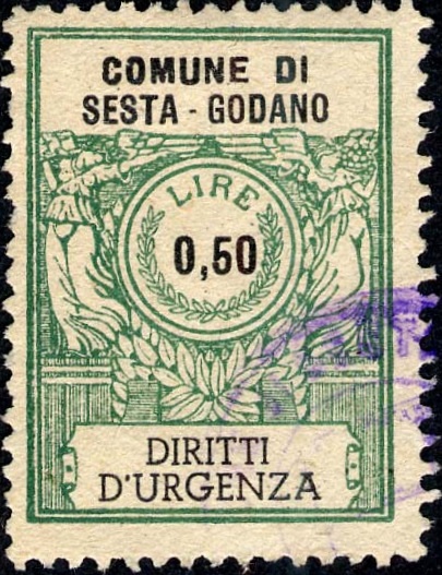 Marca da Bollo del Comune di SESTA GODANO su Carta Bianca di dimensioni mm