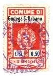 Marca da Bollo del Comune di GODEGA DI SANT URBANO su Carta Bianca di dimensioni 18,5 x 30,5 mm