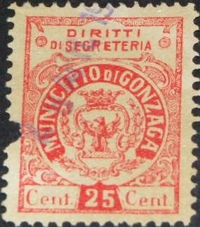 Marca da Bollo del Comune di GONZAGA su Carta Bianca di dimensioni 22 x 26 mm