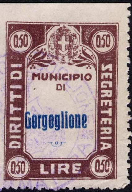 Marca da Bollo del Comune di GORGOGLIONE su Carta Bianca di dimensioni mm