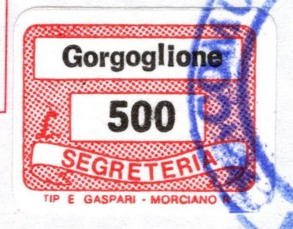 Marca da Bollo del Comune di GORGOGLIONE su Carta Bianca di dimensioni 20 x 14 mm