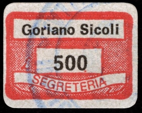 Marca da Bollo del Comune di GORIANO SICOLI su Carta Bianca di dimensioni 20 x 14 mm
