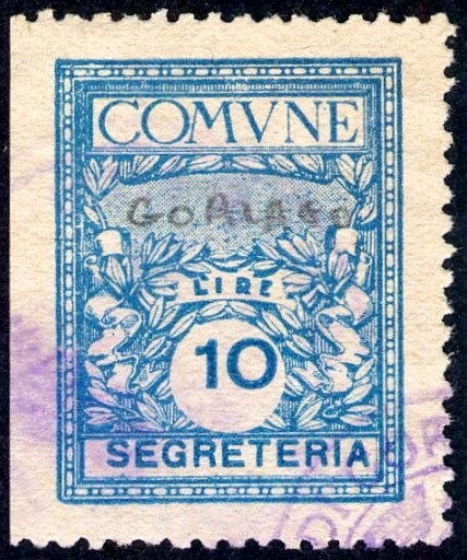 Marca da Bollo del Comune di GORLAGO su Carta Bianca di dimensioni 22 x 28 mm