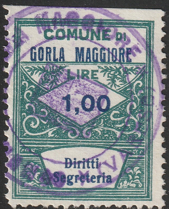 Marca da Bollo del Comune di GORLA MAGGIORE su Carta Arancione di dimensioni 23 x 29 mm