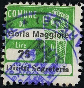 Marca da Bollo del Comune di GORLA MAGGIORE su Carta Arancione di dimensioni 20 x 20 mm