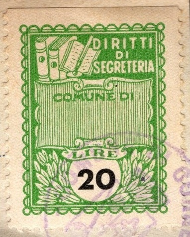 Marca da Bollo del Comune di GORRETO su Carta Bianca di dimensioni 22 x 28 mm